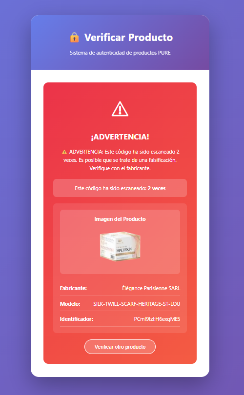 Producto Falsificado Detectado